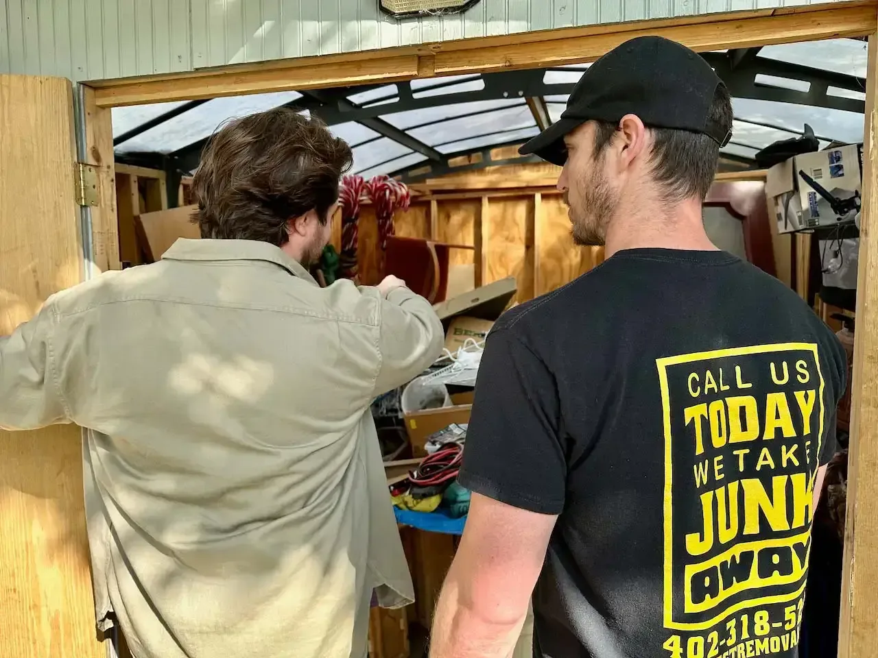 Clearing out a backyard shed, Omaha